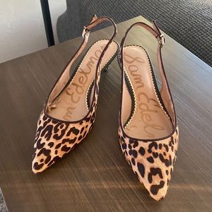 Sam Edelman 7.5 Leopard calf hair kitten heel